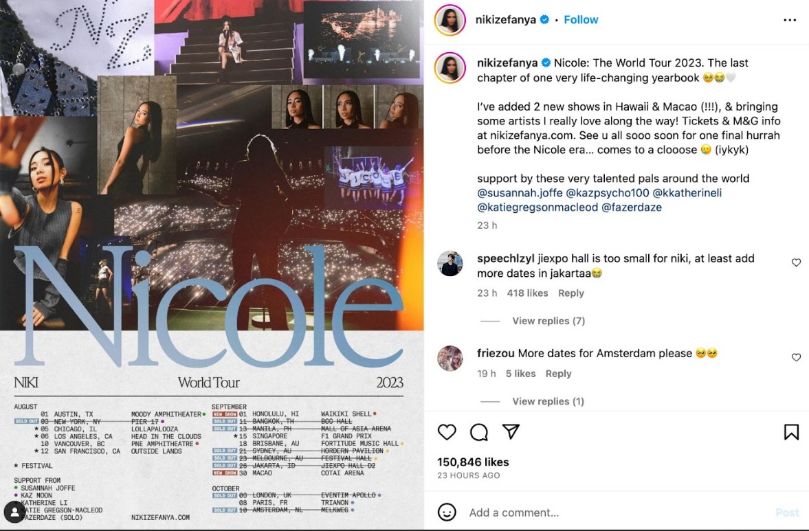 NICOLE ZEFANYA AKAN KONSER DI MAKAU PADA 30 SEPTEMBER 