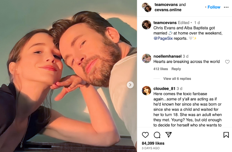 CHRIS EVANS MARRIED PORTUGUESE ACTRESS ALBA BAPTISTA
