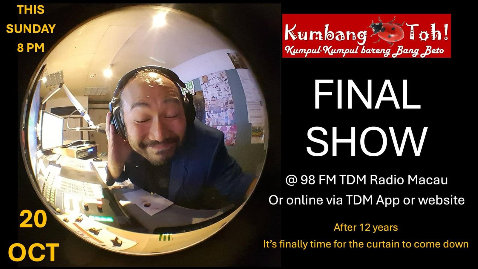 ACARA RADIO INDONESIA DI MACAU ‘KUMBANG TOH!’ AKAN MENGUDARA TERAKHIR KALI BESOK MALAM ACARA RADIO INDONESIA DI MACAU ‘KUMBANG TOH!’ AKAN MENGUDARA TERAKHIR KALI BESOK MALAM