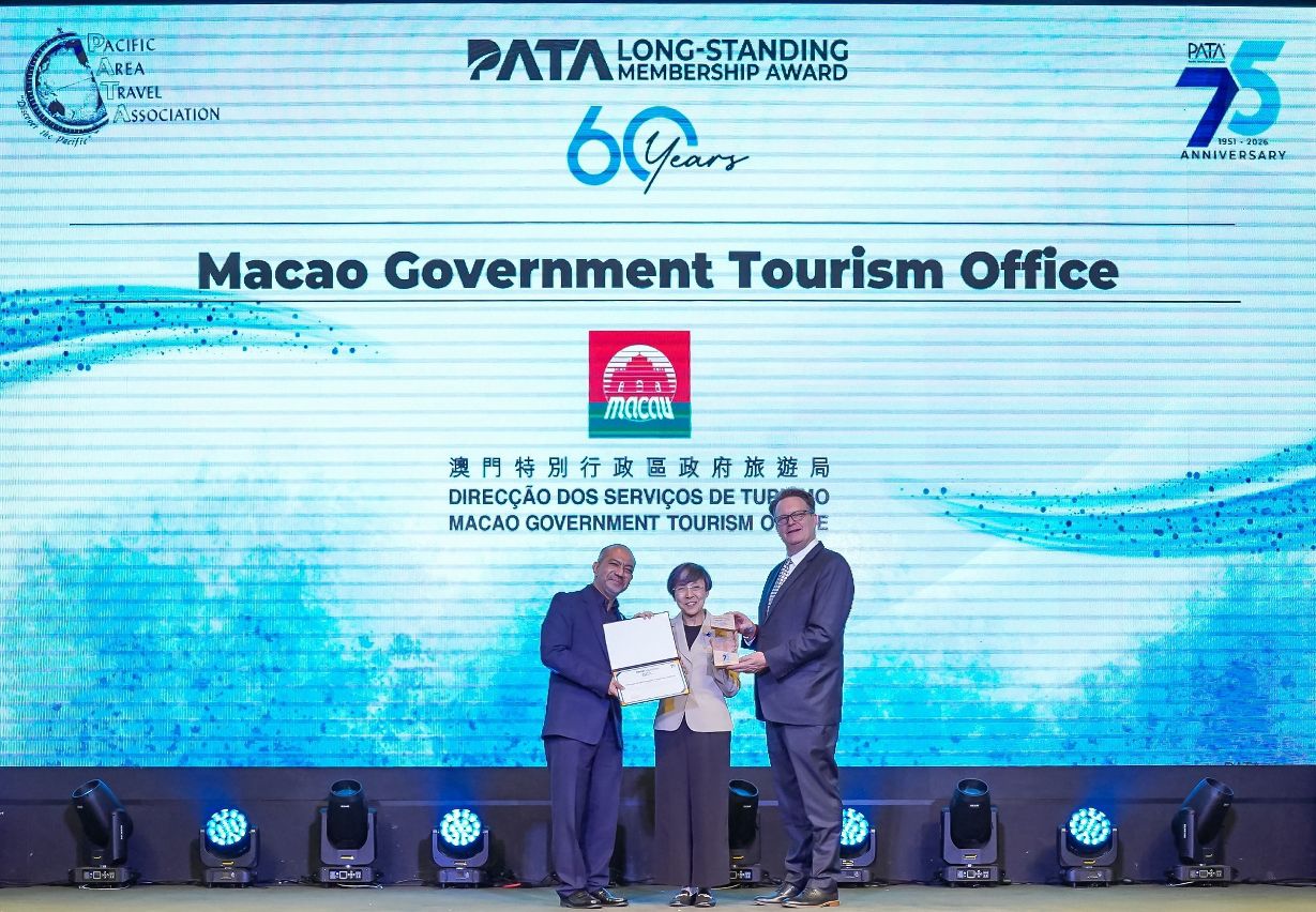 MACAU’S TOURISM OFFICE RECEIVES ‘LONG-STANDING MEMBERSHIP AWARD’ AT PATA ANNUAL SUMMIT 2026 MACAU’S TOURISM OFFICE RECEIVES ‘LONG-STANDING MEMBERSHIP AWARD’ AT PATA ANNUAL SUMMIT 2026